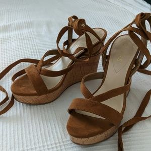 Guess platform lace up wedges